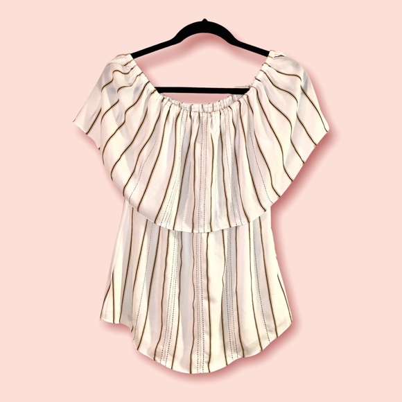 White House Black Market Tops - White house black market top, White with metallic stripes, perfect for spring!